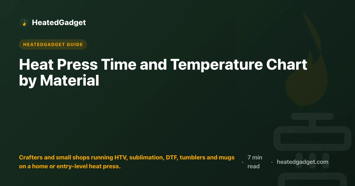 Heat Press Time and Temperature Chart by Material