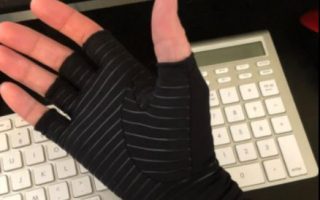 Wearing compression gloves