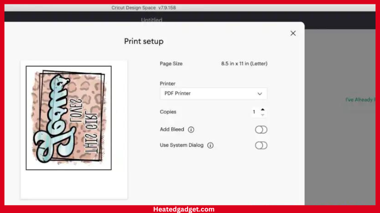 using cricut design space to print the images for sublimation